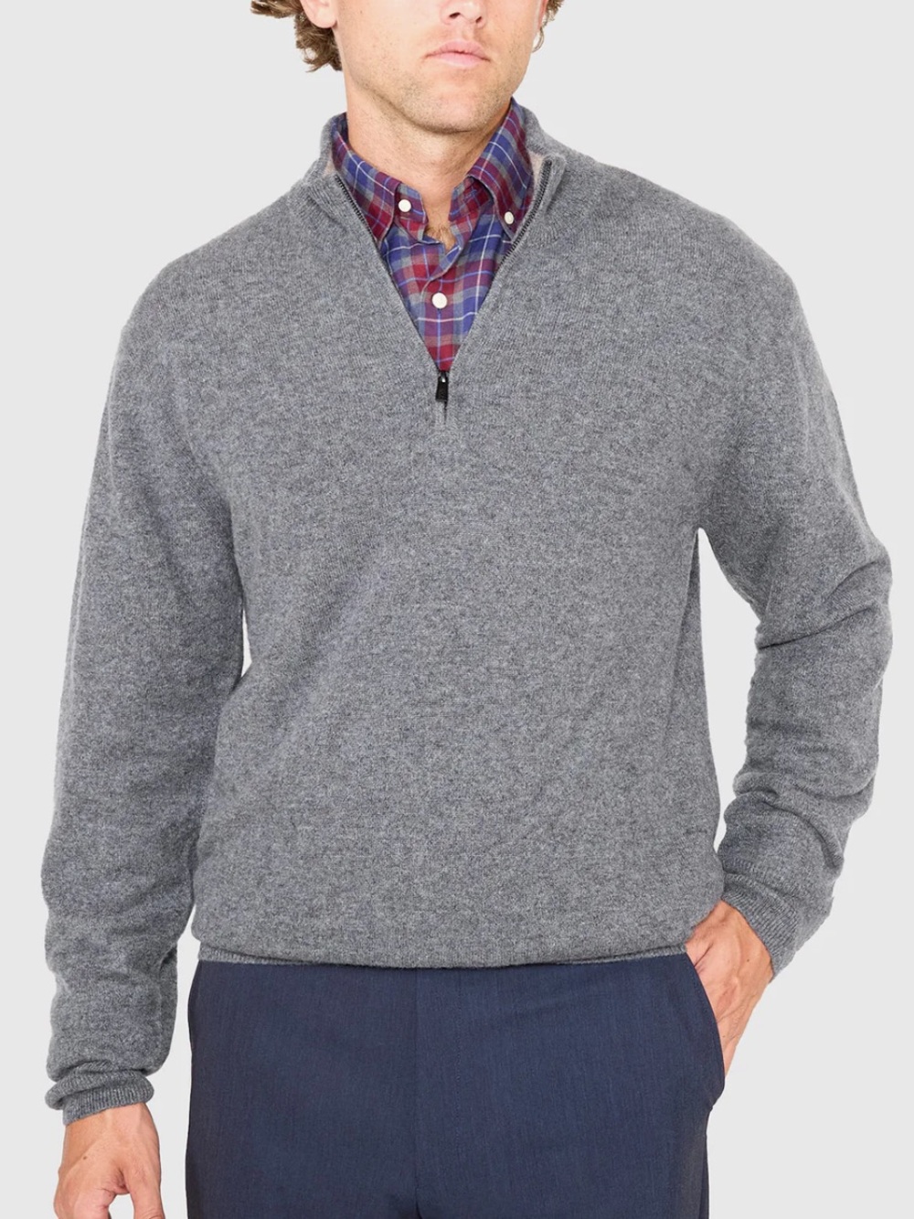 Westport Black 100% Cashmere 1/4 Zip Super Soft Big & Tall Gray Sweater Size 3XB